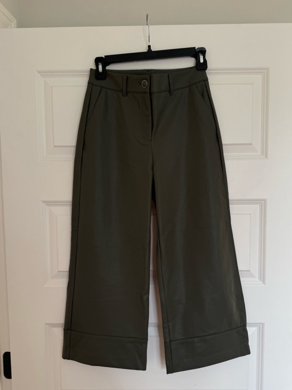 NWT White House Black Market Faux Leather Crop Wide Leg